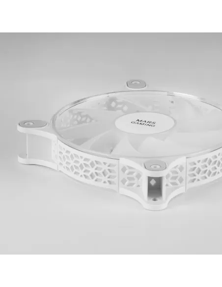 Mars Gaming MFDUO, Kit 2 Ventiladores FRGB Rainbow 360°, Ultra-silencioso, Doble Conexión 3PIN + 4PIN, Blanco