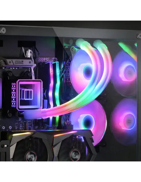 Mars Gaming ML-ULTRA240 Negro, Refrigeración Líquida CPU, TDP 500W, Espejo Infinito, 2 Ventiladores Silenciosos FDB ARGB, Tubos