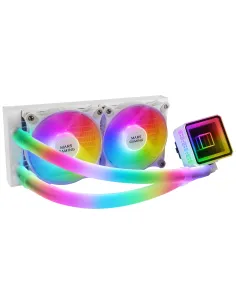 Mars Gaming ML-ULTRA240 Blanco, Refrigeración Líquida CPU, TDP 500W, Espejo Infinito, 2 Ventiladores Silenciosos FDB ARGB,