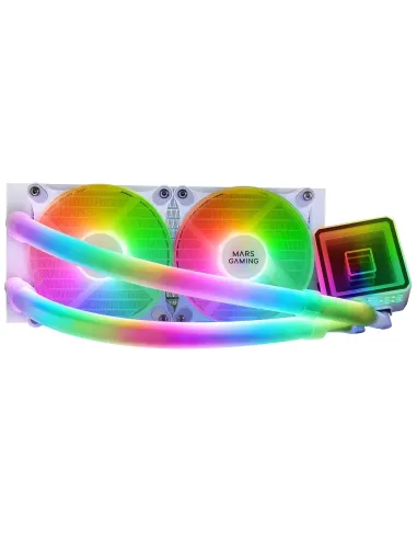 Mars Gaming ML-ULTRA240 Blanco, Refrigeración Líquida CPU, TDP 500W, Espejo Infinito, 2 Ventiladores Silenciosos FDB ARGB,