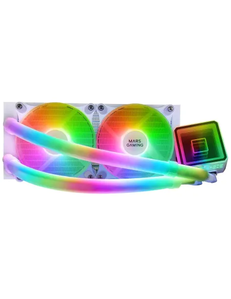 Mars Gaming ML-ULTRA240 Blanco, Refrigeración Líquida CPU, TDP 500W, Espejo Infinito, 2 Ventiladores Silenciosos FDB ARGB,
