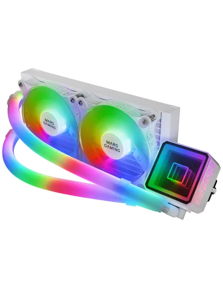 Mars Gaming ML-ULTRA240 Blanco, Refrigeración Líquida CPU, TDP 500W, Espejo Infinito, 2 Ventiladores Silenciosos FDB ARGB,
