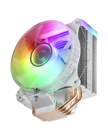 Mars Gaming MCPU-VR, Disipador CPU, Doble Espejo Infinito ARGB, 4 Heatpipes HCT, TDP 180 W, Ventilador Ultra-silencioso PWM 12