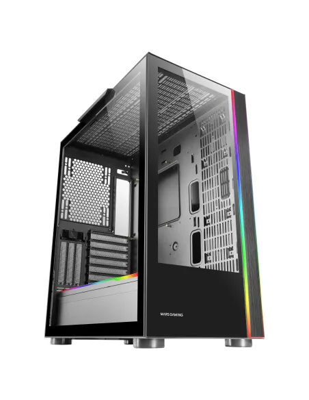 Mars Gaming MC-ULTRA, Torre Gaming Custom XXL E-ATX, Doble Tira LED ARGB, Doble Ventana Cristal Templado, Estructura Cámara