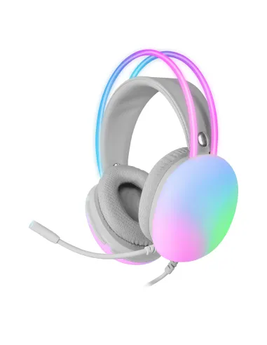 Mars Gaming MH-GLOW Rosa, Auriculares 360° Full Chroma RGB Flow, Micrófono Cancelación de Ruido, Diseño Ultra-ligero,