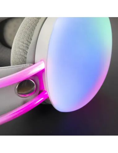 Mars Gaming MH-GLOW Rosa, Auriculares 360° Full Chroma RGB Flow, Micrófono Cancelación de Ruido, Diseño Ultra-ligero,
