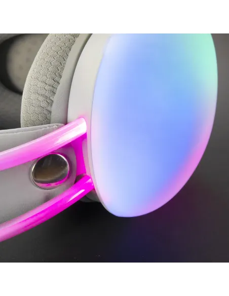 Mars Gaming MH-GLOW Rosa, Auriculares 360° Full Chroma RGB Flow, Micrófono Cancelación de Ruido, Diseño Ultra-ligero,