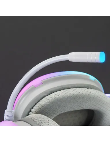 Mars Gaming MH-GLOW Rosa, Auriculares 360° Full Chroma RGB Flow, Micrófono Cancelación de Ruido, Diseño Ultra-ligero,