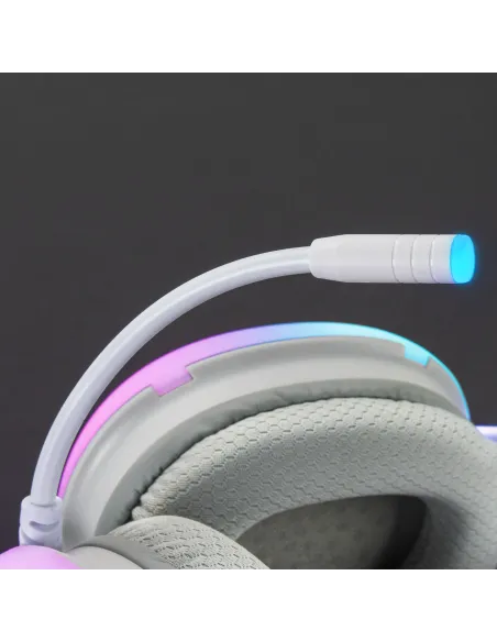 Mars Gaming MH-GLOW Rosa, Auriculares 360° Full Chroma RGB Flow, Micrófono Cancelación de Ruido, Diseño Ultra-ligero,