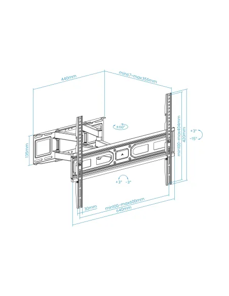 TooQ Soporte de pared para pantallas 37”- 80”
