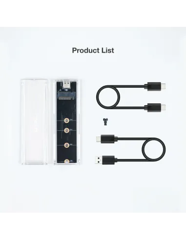 TooQ Caja Externa para SSD M.2 NGFF NVMe, Transparente, RGB