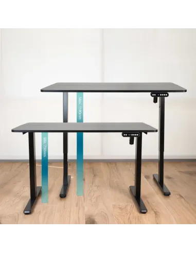 TooQ Mesa de Escritorio ORIGAMI Eléctrica Ajustable con Tablero, Negra