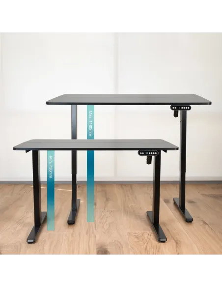 TooQ Mesa de Escritorio ORIGAMI Eléctrica Ajustable con Tablero, Negra