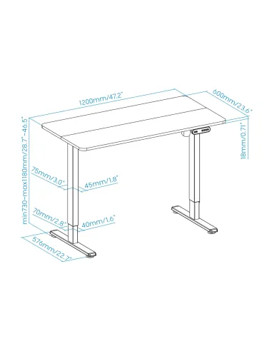 TooQ Mesa de Escritorio ORIGAMI Eléctrica Ajustable con Tablero, Negra