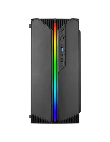 Mars Gaming MC-S1 Negro, Caja PC Compacta Gaming Micro-ATX, Iluminación ARGB 12 Modos, Ventilador FRGB, Ventana Lateral Completa