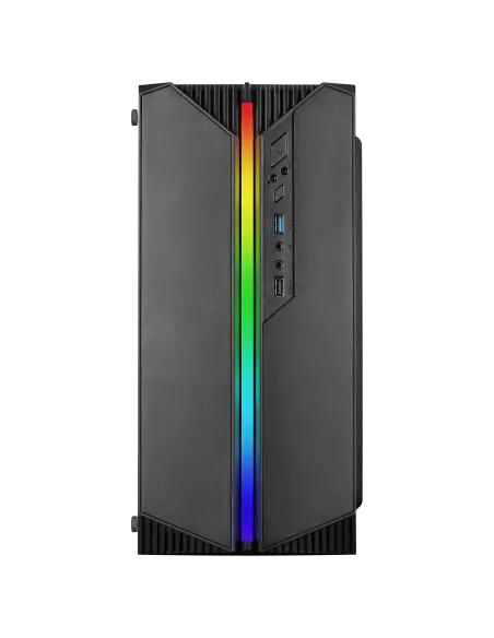 Mars Gaming MC-S1 Negro, Caja PC Compacta Gaming Micro-ATX, Iluminación ARGB 12 Modos, Ventilador FRGB, Ventana Lateral Completa