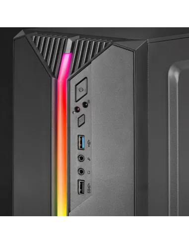 Mars Gaming MC-S1 Negro, Caja PC Compacta Gaming Micro-ATX, Iluminación ARGB 12 Modos, Ventilador FRGB, Ventana Lateral Completa