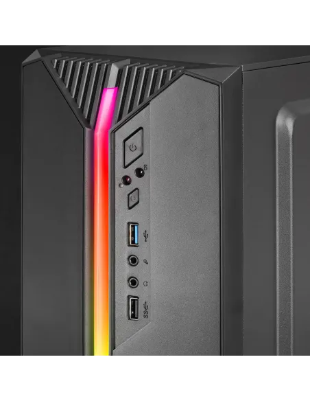 Mars Gaming MC-S1 Negro, Caja PC Compacta Gaming Micro-ATX, Iluminación ARGB 12 Modos, Ventilador FRGB, Ventana Lateral Completa