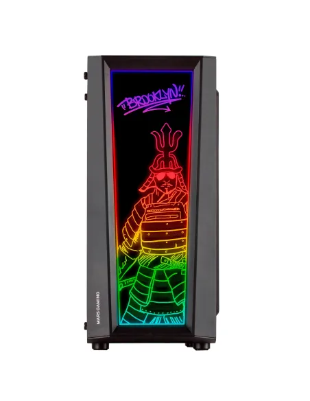 Mars Gaming MC-ART Negro, Caja PC Gaming ATX, Doble Cristal Templado Dibujable, ARGB 12 Modos, Ventilador 12cm