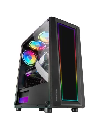 Mars Gaming MC-ART Negro, Caja PC Gaming ATX, Doble Cristal Templado Dibujable, ARGB 12 Modos, Ventilador 12cm