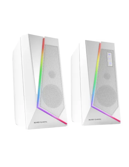 Mars Gaming ALTAVOCES 2.0 BLUETOOTH 5.0 MS7 WHITE 20W RMS ILUMINACION RGB DINAMICO PROCESADOR DSP