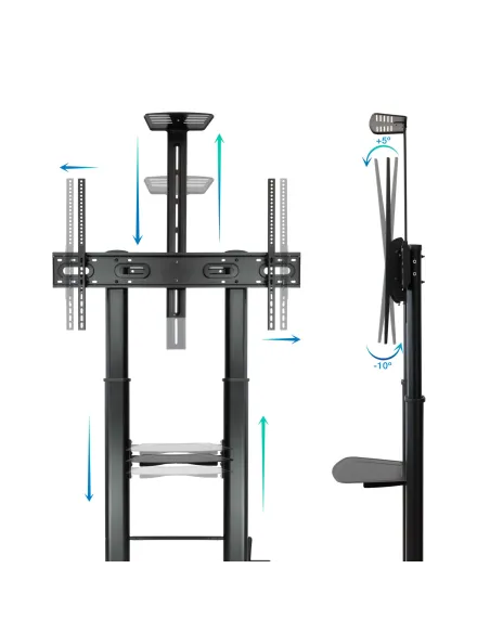 TooQ Ares Soporte de Suelo con Ruedas con Regulación de Altura para Pantallas 60"-100"