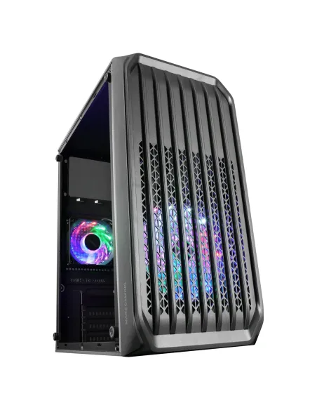 Mars Gaming MC-S2, Caja PC Compacta Gaming Micro-ATX, 2 Ventiladores FRGB Raibow con Rejilla Frontal, Ventana Lateral Completa,