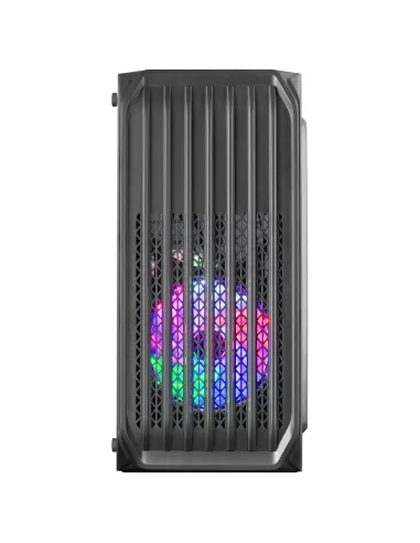Mars Gaming MC-S2, Caja PC Compacta Gaming Micro-ATX, 2 Ventiladores FRGB Raibow con Rejilla Frontal, Ventana Lateral Completa,