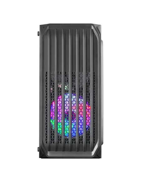 Mars Gaming MC-S2, Caja PC Compacta Gaming Micro-ATX, 2 Ventiladores FRGB Raibow con Rejilla Frontal, Ventana Lateral Completa,