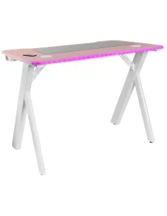 Mars Gaming MGD100RGB, Mesa Gaming Ergonómica RGB, Alfombrilla XXL, Soporte Auriculares y Bebida, Escritorio PC, 100x60cm, Rosa