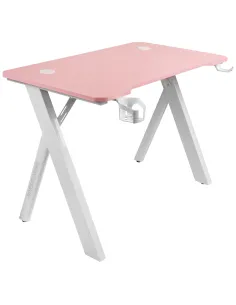 Mars Gaming MGD100RGB, Mesa Gaming Ergonómica RGB, Alfombrilla XXL, Soporte Auriculares y Bebida, Escritorio PC, 100x60cm, Rosa 2