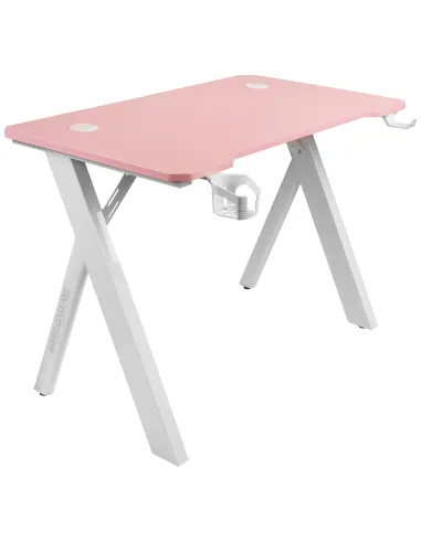 Mars Gaming MGD100RGB, Mesa Gaming Ergonómica RGB, Alfombrilla XXL, Soporte Auriculares y Bebida, Escritorio PC, 100x60cm, Rosa