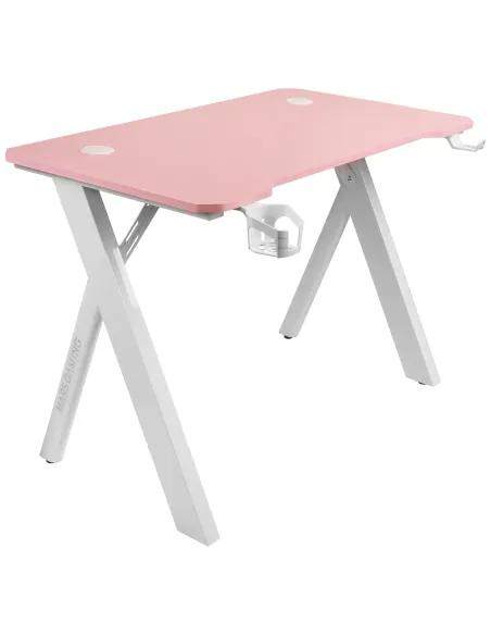 Mars Gaming MGD100RGB, Mesa Gaming Ergonómica RGB, Alfombrilla XXL, Soporte Auriculares y Bebida, Escritorio PC, 100x60cm, Rosa