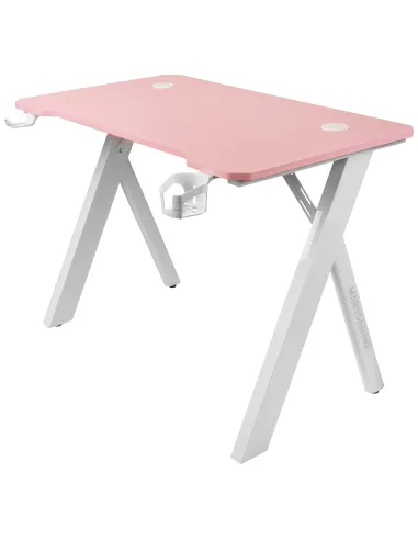 Mars Gaming MGD100RGB, Mesa Gaming Ergonómica RGB, Alfombrilla XXL, Soporte Auriculares y Bebida, Escritorio PC, 100x60cm, Rosa