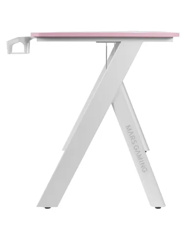 Mars Gaming MGD100RGB, Mesa Gaming Ergonómica RGB, Alfombrilla XXL, Soporte Auriculares y Bebida, Escritorio PC, 100x60cm, Rosa