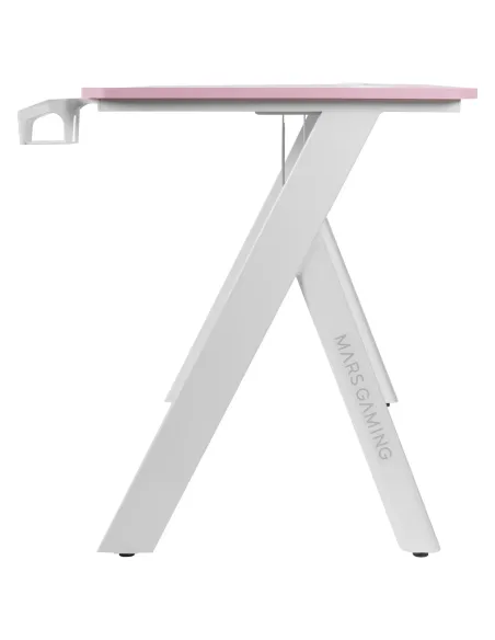 Mars Gaming MGD100RGB, Mesa Gaming Ergonómica RGB, Alfombrilla XXL, Soporte Auriculares y Bebida, Escritorio PC, 100x60cm, Rosa