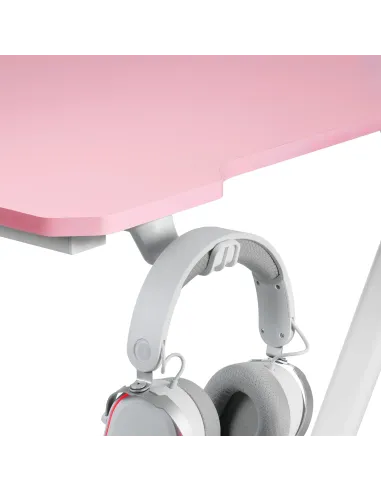 Mars Gaming MGD100RGB, Mesa Gaming Ergonómica RGB, Alfombrilla XXL, Soporte Auriculares y Bebida, Escritorio PC, 100x60cm, Rosa