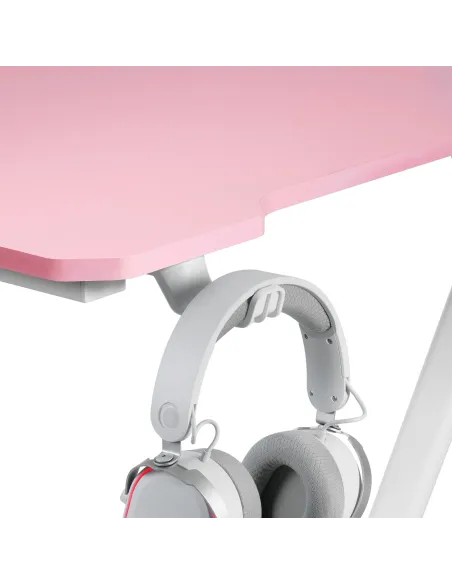 Mars Gaming MGD100RGB, Mesa Gaming Ergonómica RGB, Alfombrilla XXL, Soporte Auriculares y Bebida, Escritorio PC, 100x60cm, Rosa