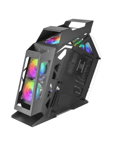 Mars Gaming MC61, Caja PC Gaming Compacta Micro-ATX, 4 Ventiladores 12cm, ARGB Chroma, Doble Ventana Cristal Templado, Negro