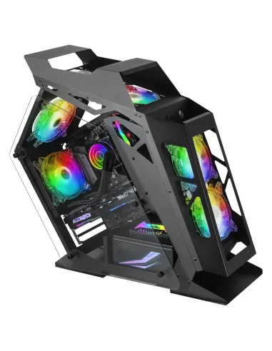 Mars Gaming MC61, Caja PC Gaming Compacta Micro-ATX, 4 Ventiladores 12cm, ARGB Chroma, Doble Ventana Cristal Templado, Negro