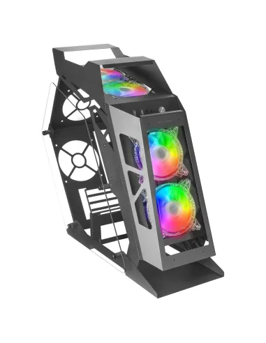 Mars Gaming MC61, Caja PC Gaming Compacta Micro-ATX, 4 Ventiladores 12cm, ARGB Chroma, Doble Ventana Cristal Templado, Negro