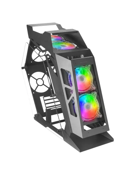 Mars Gaming MC61, Caja PC Gaming Compacta Micro-ATX, 4 Ventiladores 12cm, ARGB Chroma, Doble Ventana Cristal Templado, Negro
