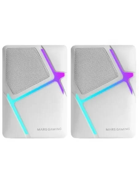 Mars Gaming MS-H, Altavoces Gaming RGB Flow, Drivers Invertidos y Sonido 3D-Surround 10W, Altavoces Compactos con Caja de