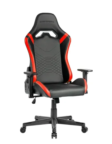 Mars Gaming MGC-PRO, Silla Gaming Profesional, Acabado Cuero PU, Reposabrazos 2D y Respaldo Reclinable 135°, Cojines Lumbar y