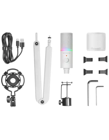 Mars Gaming MMIC-XT, Micrófono de Estudio Profesional Alta Definición 192Khz 24-bit, Brazo Omnidireccional, Soporte