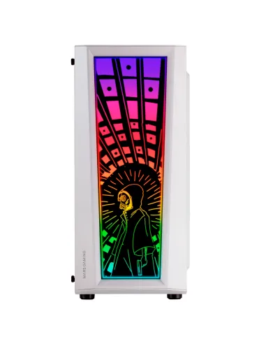 Mars Gaming MC-ART Blanco, Caja PC Gaming ATX, Doble Cristal Templado Dibujable, ARGB 12 Modos, Ventilador 12 cm