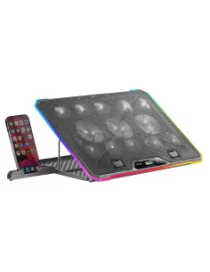 Mars Gaming MNBC13, Base Refrigeradora y Stand para Portátiles Hasta 17”, Iluminación ARGB 10 Modos, 13x Ventiladores con LED 2