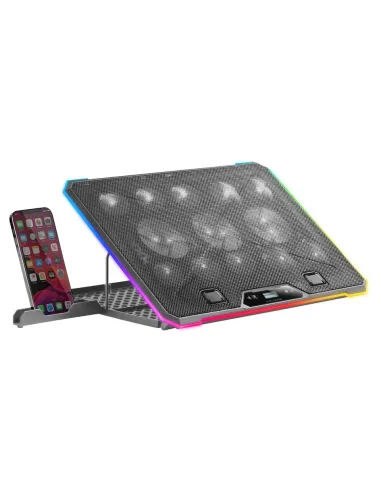 Mars Gaming MNBC13, Base Refrigeradora y Stand para Portátiles Hasta 17”, Iluminación ARGB 10 Modos, 13x Ventiladores con LED
