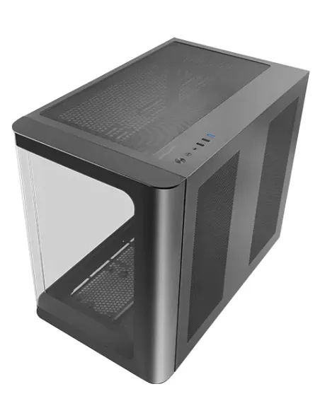 Mars Gaming MC-FUSION, Caja Gaming ATX, Ventana Lateral Completa y Frontal Curvo Cristal Templado Continuo, Semitorre PC Doble