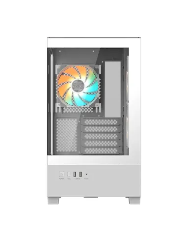 GIGABYTE C201 PANORAMIC ICE Caja para PC – Torre media, m-ATX, compatible con radiador de 360 mm, 3 ventiladores preinstalados,
